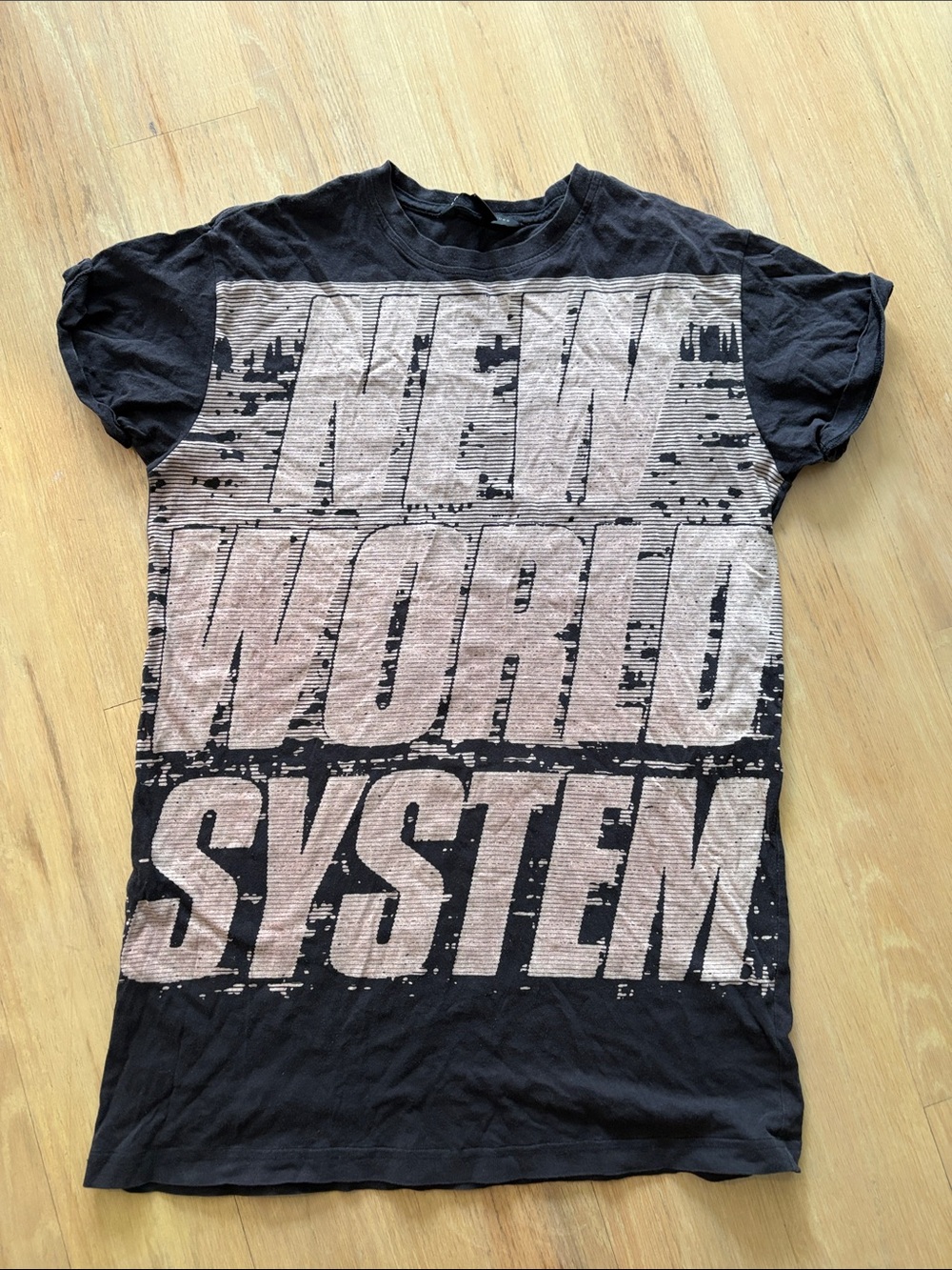 Marc by Marc Jacobs Black Tee with Beige Graphic "NEW WORLD SYSTEM"